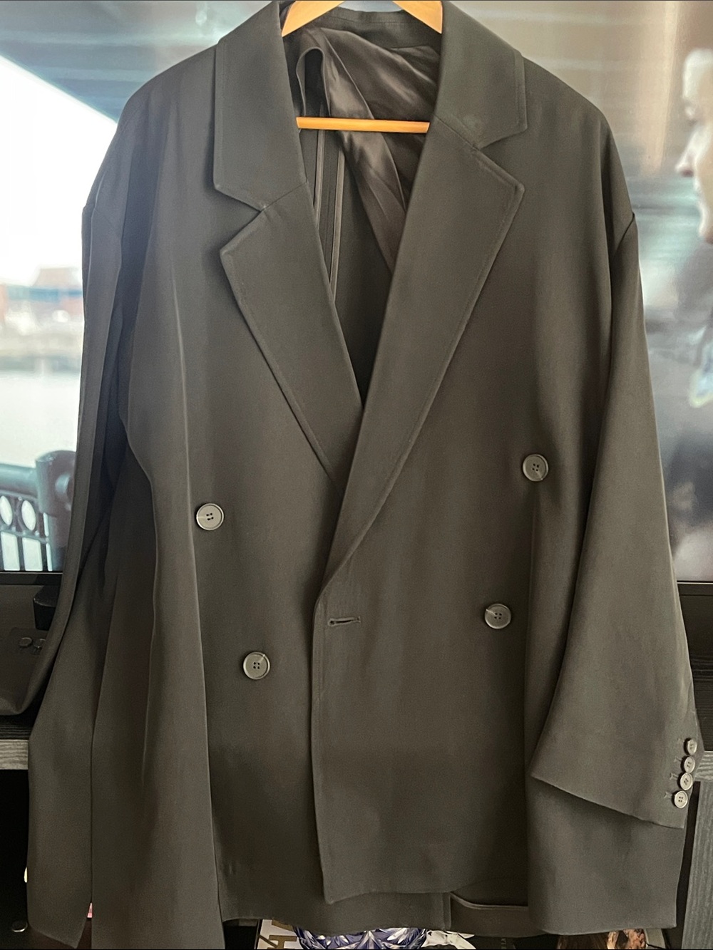 COS OVERSIZED Classic Double-Breasted Women Black Blazer Jacket fits XL